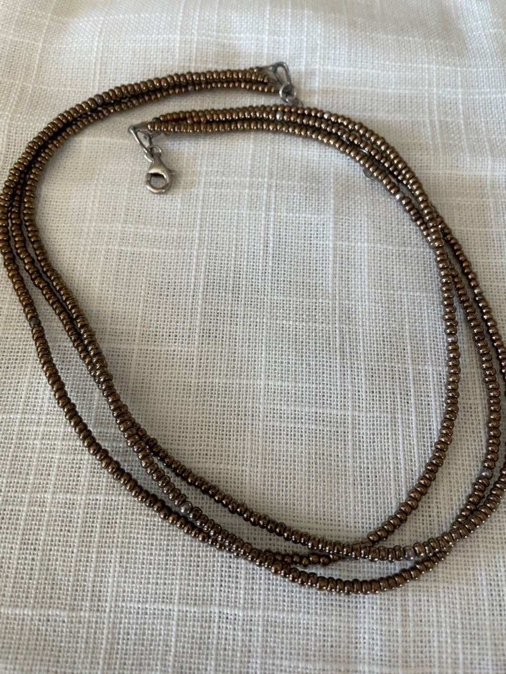 Silpada 3 strand sterling, bronze beaded necklace.